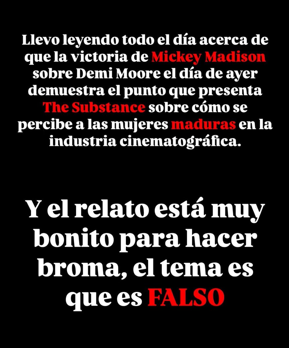 JMaquiavello's tweet image. Con respecto a Demi Moore y su polémica derrota contra Mikey Madison anoche: