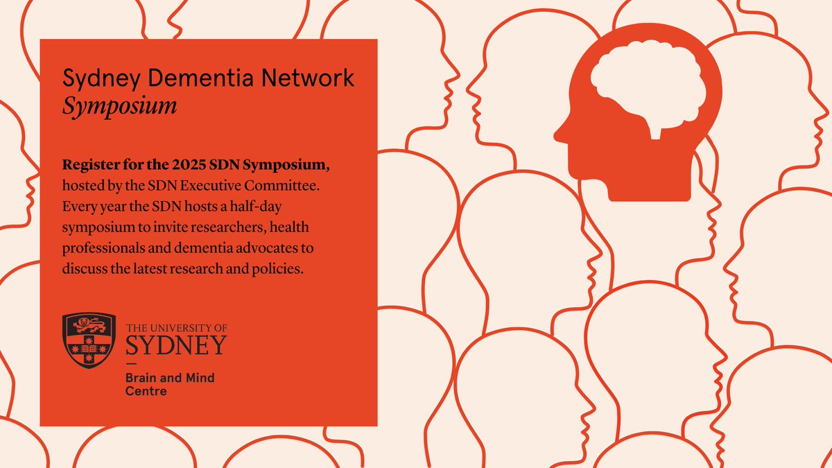 Brain & Mind Centre (@brainmind_usyd) on Twitter photo You're Invited to Sydney #Dementia Network Symposium!
Rego➡️ bit.ly/SDNSymposium20…
Friday 21 March | 12:00 - 5:00 pm
<a href="/kaarin_anstey/">k.anstey@unsw.edu.au</a> <a href="/AgeingFutures/">UNSW Ageing Futures Institute</a>
<a href="/QIMRB_Institute/">QIMR Berghofer</a> @AnastasiaSuraev
<a href="/HBAProgram_USYD/">Healthy Brain Ageing Program, University of Sydney</a> <a href="/ADNeT_Australia/">Australian Dementia Network - ADNeT</a> <a href="/leefay_low/">Lee-Fay Low</a> <a href="/syd_health/">Sydney Health</a> <a href="/Sydney_Science/">Sydney Science</a> <a href="/Prof_Naismith/">Sharon Naismith, AM, FASSA</a> You're Invited to Sydney #Dementia Network Symposium!
Rego➡️ bit.ly/SDNSymposium20…
Friday 21 March | 12:00 - 5:00 pm
<a href="/kaarin_anstey/">k.anstey@unsw.edu.au</a> <a href="/AgeingFutures/">UNSW Ageing Futures Institute</a>
<a href="/QIMRB_Institute/">QIMR Berghofer</a> @AnastasiaSuraev
<a href="/HBAProgram_USYD/">Healthy Brain Ageing Program, University of Sydney</a> <a href="/ADNeT_Australia/">Australian Dementia Network - ADNeT</a> <a href="/leefay_low/">Lee-Fay Low</a> <a href="/syd_health/">Sydney Health</a> <a href="/Sydney_Science/">Sydney Science</a> <a href="/Prof_Naismith/">Sharon Naismith, AM, FASSA</a>