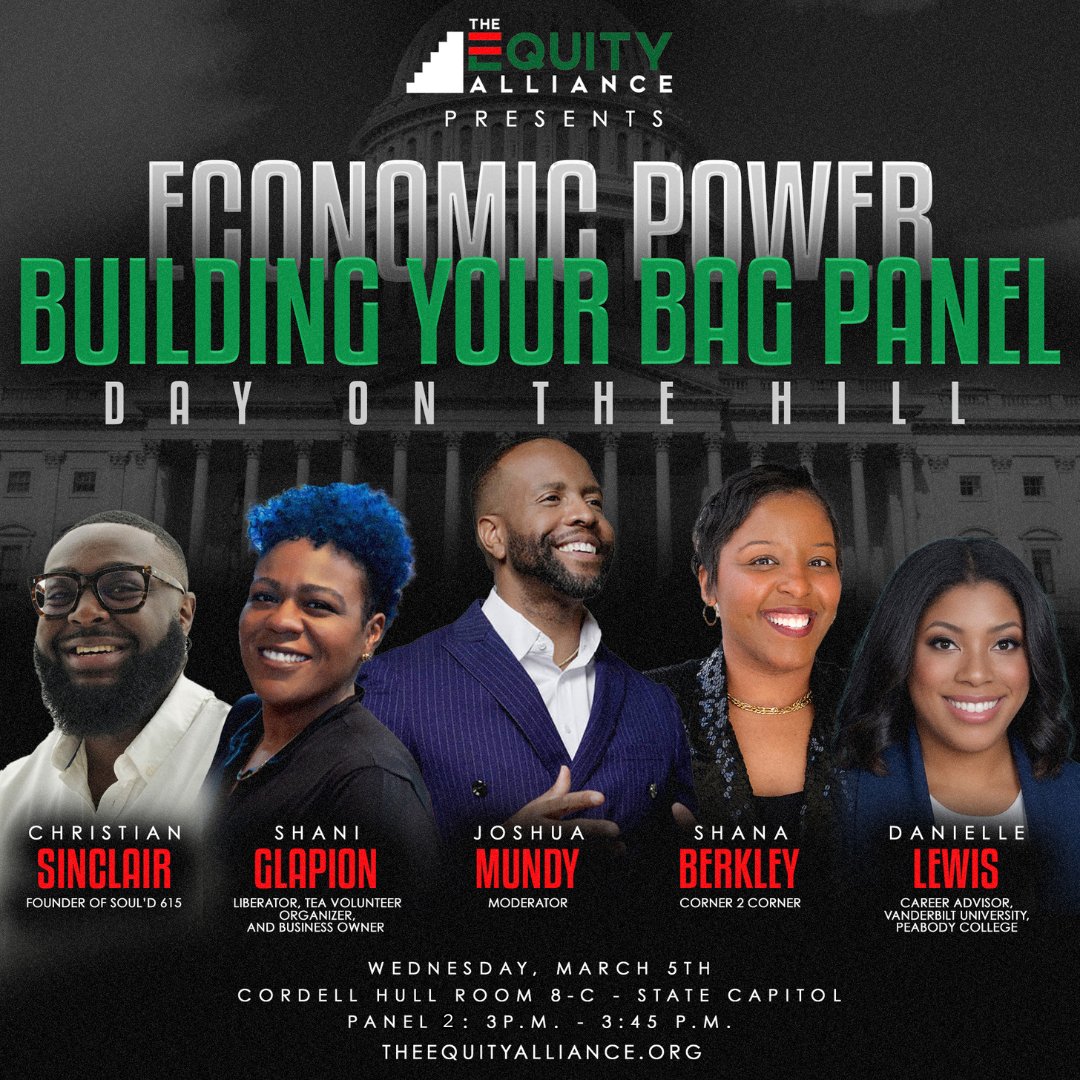EquityAlliance1's tweet image. Join us at Day on the Hill for our Building You Bag: Economic Empowerment Panel.
Gain insight from industry leaders about what you can do to build your bag and prepare for a future that works for you.
Lunch will be provided. RSVP and meet us on the Hill! bit.ly/DOTH-25