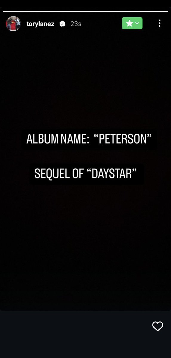 ☔️NEW TORY LANEZ ALBUM

💿 “PETERSON”

📆 MARCH 7, 2025

WILL BE A SEQUEL TO ‘DAYSTAR’