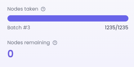 🎉 MISSION ACCOMPLISHED! 🎉

All 1235 nodes for Batch #3 have been successfully deployed on <a href="/coqnet_io/">Coqnet</a>! We've reached our staking cap and are now fully operational.  

Thank you to everyone who participated in making this launch a massive success!