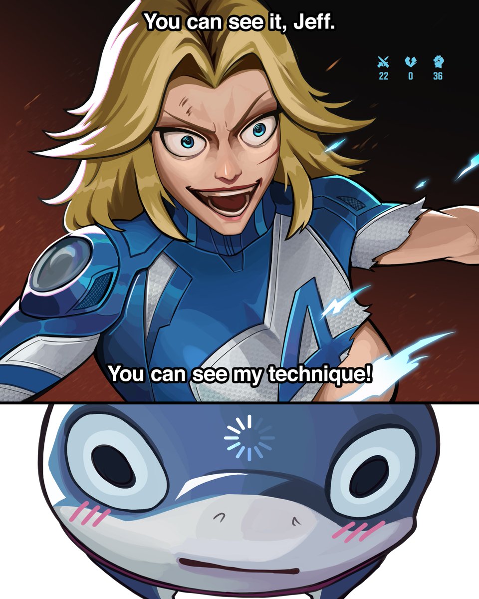 patcreates_'s tweet image. Two Types of Strategist Players. 
Invisible Woman // Jeff
#MarvelRivals #MarvelRivalsfanart #invisiblewoman #jefftheshark