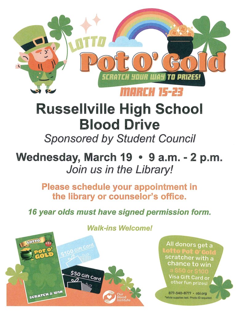 Don't forget about our spring blood drive sponsored by student council on March 19!