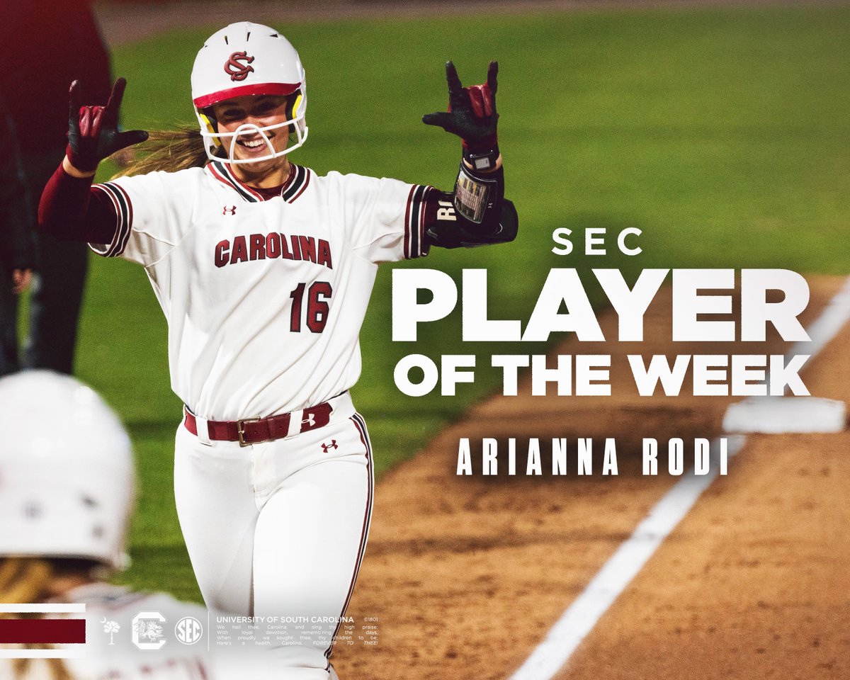 Gamecock Softball (@gamecocksoftbll) on Twitter photo Have a week <a href="/RodiArianna/">Arianna Rodi</a>! <a href="/SEC/">Southeastern Conference</a> Co-Player of the Week!
#Gamecocks🤙
gamecocksonline.com/news/2025/03/0… Have a week <a href="/RodiArianna/">Arianna Rodi</a>! <a href="/SEC/">Southeastern Conference</a> Co-Player of the Week!
#Gamecocks🤙
gamecocksonline.com/news/2025/03/0…