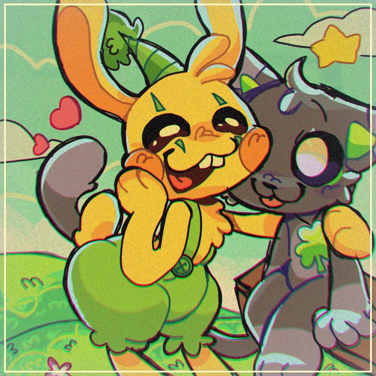 Koda_Heart's tweet image. I have a simple humble request for this community, can we get as many people as possible to draw RabbitsFoot (bunzo x luke) for St. Patricks Day? pleeaaaaaaaaaaaaaaaaaaaasseee