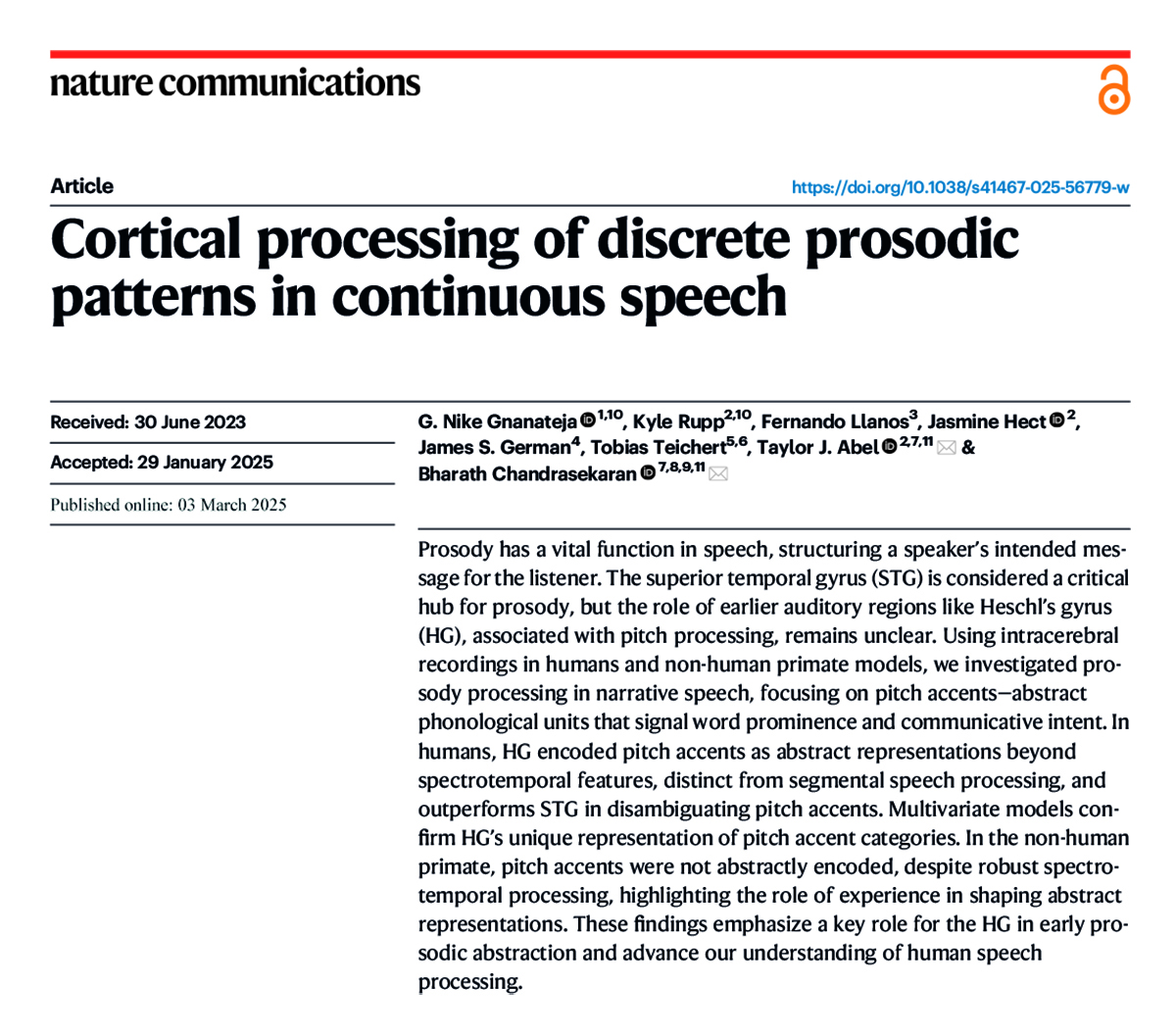 Pitt Neurosurgery (@pittneurosurg) on Twitter photo Study uncovers surprising details on how our brains process speech patterns. Discovery could lead to better treatments for speech/language disorders and enhance understanding of communication challenges faced by people with brain injuries. nature.com/articles/s4146… <a href="/TaylorAbelMD/">Taylor J. Abel</a> Study uncovers surprising details on how our brains process speech patterns. Discovery could lead to better treatments for speech/language disorders and enhance understanding of communication challenges faced by people with brain injuries. nature.com/articles/s4146… <a href="/TaylorAbelMD/">Taylor J. Abel</a>
