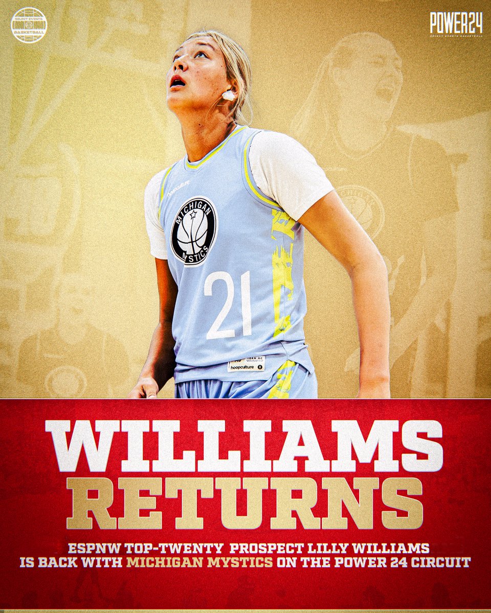 Select Events Basketball (@selecteventsbb) on Twitter photo Lilly Williams is BACK with <a href="/MImystics/">Michigan Mystics</a> on Power 24 and looks to assert herself as one of the nation's premier forwards in the class of 2026 🔥 <a href="/LillyAWilliams/">Lilly Williams</a> Lilly Williams is BACK with <a href="/MImystics/">Michigan Mystics</a> on Power 24 and looks to assert herself as one of the nation's premier forwards in the class of 2026 🔥 <a href="/LillyAWilliams/">Lilly Williams</a>