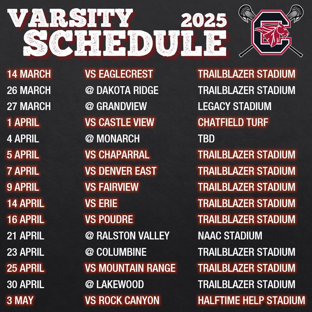 🥍 2025 VARSITY SCHEDULE 🥍