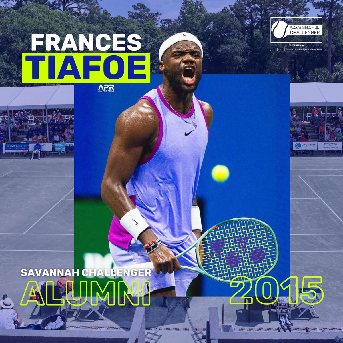 Savannah Challenger (@sav_challenger) on Twitter photo Where are our #SavChallenger Alumni now? 🎾🚀🔥
In 2015, <a href="/FTiafoe/">Frances Tiafoe</a> battled it out at the Savannah Challenger, sharpening his skills on the Challenger Tour as a rising American star. Fast forward to today, and he’s one of the most dynamic players on the ATP Tour. Where are our #SavChallenger Alumni now? 🎾🚀🔥
In 2015, <a href="/FTiafoe/">Frances Tiafoe</a> battled it out at the Savannah Challenger, sharpening his skills on the Challenger Tour as a rising American star. Fast forward to today, and he’s one of the most dynamic players on the ATP Tour.