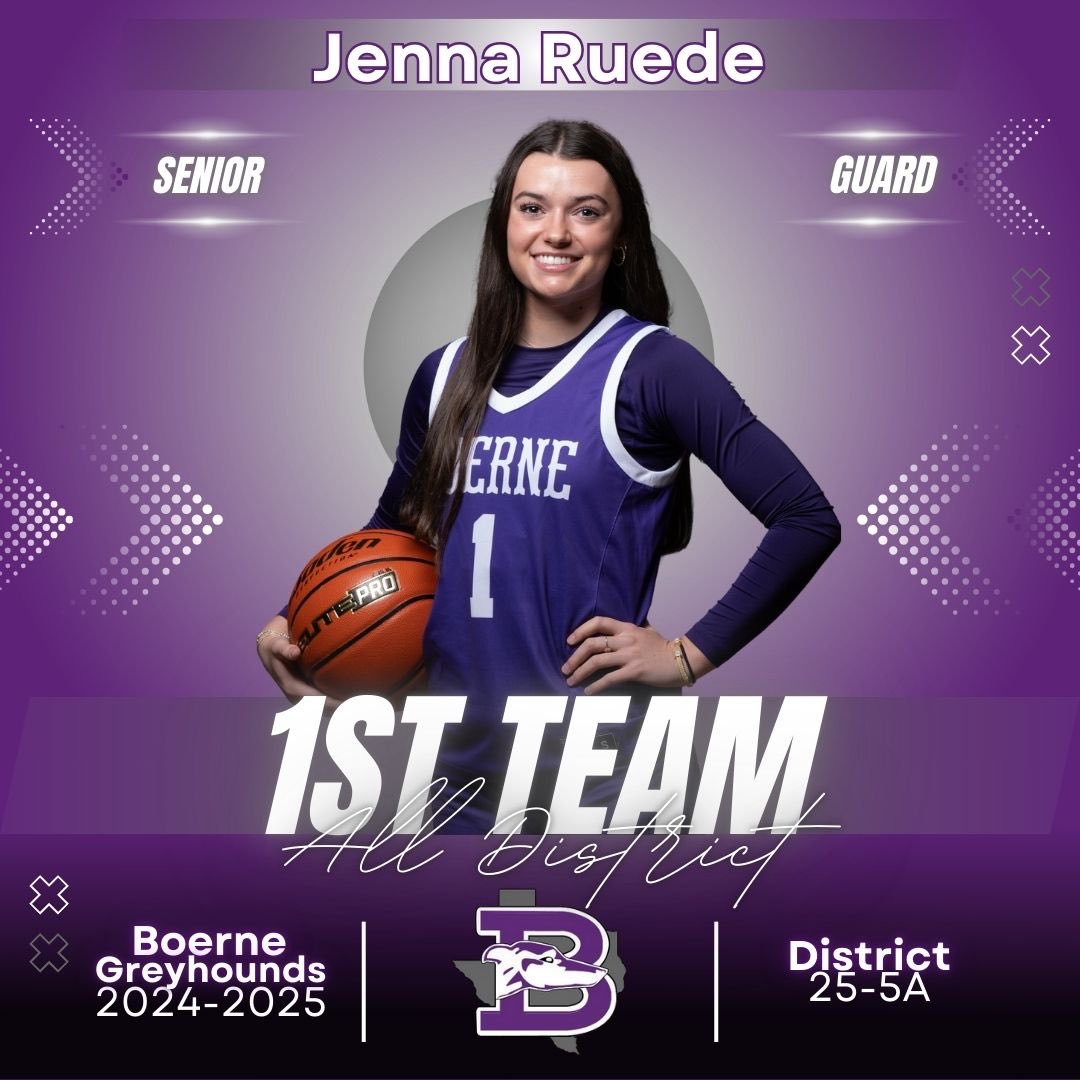 Congratulations to our captain and point guard ⁦<a href="/JennaRuede/">Jenna Ruede</a>⁩. ⁦<a href="/BoerneISD/">Boerne ISD</a>⁩ ⁦<a href="/Boernehs/">Boerne High School</a>⁩ ⁦<a href="/LeechStan/">Boerne ISD Athletics</a>⁩ #passfirst #defytheodds