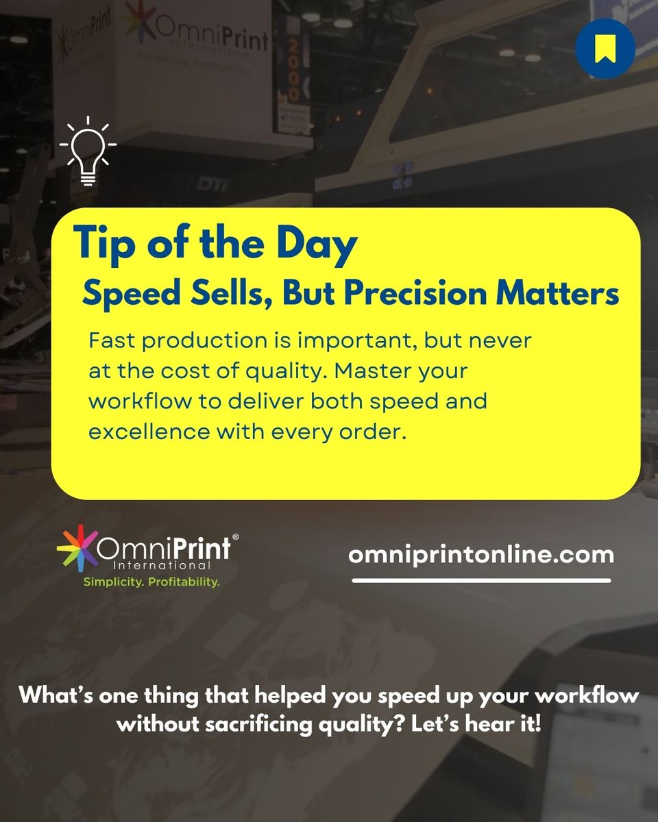 omniprint's tweet image. Speed sells, but precision keeps customers coming back!
Print faster without losing quality by using templates, batch processing & automation.
The best print shops master both!
How do you speed up production without mistakes? Drop your best tip!
#PrintingTips #DTFPrinting