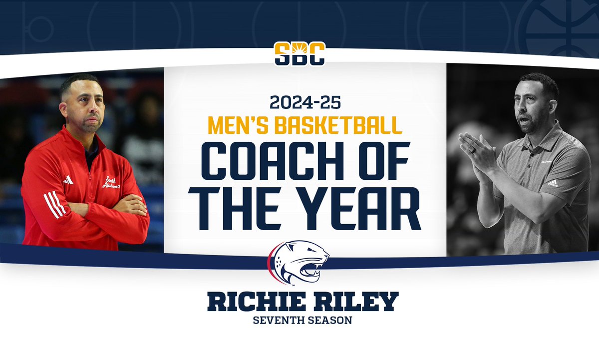 𝗥𝗜𝗟𝗘𝗬 𝗥𝗢𝗬𝗔𝗟𝗧𝗬.

<a href="/SouthAlabamaMBB/">South Alabama Men’s Basketball 🏀</a> head coach <a href="/USAJagsCoachRR/">Richie Riley</a> is the 2024-25 #SunBeltMBB Joe Gottfried Coach of the Year after guiding the Jaguars to a share of their first regular season crown in 17 years. South Alabama’s 21 wins were the most under Riley and the