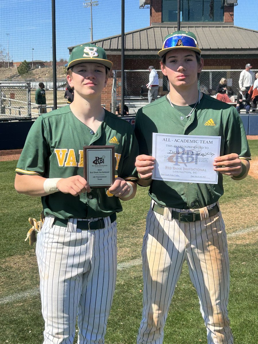 RedBankInv's tweet image. Congratulations to Daniel Bledsoe and Elliott Graham on All Tournament Honors! All Academic goes to Caden Hall and Jacob Smoak! Thanks for coming to compete @SVBaseball00 and @Baseballirmo