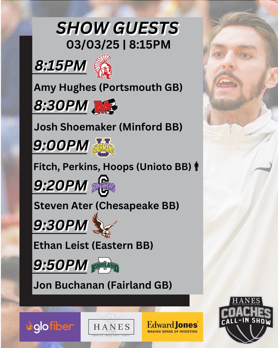 SOSA Coaches Show (@sosacoachesshow) on Twitter photo Join us this evening from downtown Chillicothe for the Hanes Healthcare Coaches Show.
We’ll have multiple guests on the <a href="/EdwardJones/">Edward Jones</a> Call-In Line, as well as <a href="/UHSShermanHoops/">Unioto Basketball</a>’ <a href="/BlakeFitch_12/">Blake Fitch</a>, <a href="/BlakeHoops/">BlakeHoops</a> and <a href="/K44erkins/">KB Perkins</a> in studio.
WATCH: youtube.com/live/_K7Bboejp… Join us this evening from downtown Chillicothe for the Hanes Healthcare Coaches Show.
We’ll have multiple guests on the <a href="/EdwardJones/">Edward Jones</a> Call-In Line, as well as <a href="/UHSShermanHoops/">Unioto Basketball</a>’ <a href="/BlakeFitch_12/">Blake Fitch</a>, <a href="/BlakeHoops/">BlakeHoops</a> and <a href="/K44erkins/">KB Perkins</a> in studio.
WATCH: youtube.com/live/_K7Bboejp…