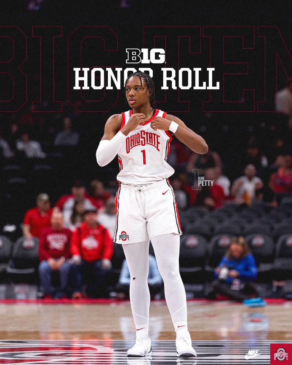 Congrats to Ajae Petty on being selected to this week’s B1G Honor Roll 🌰

📝 go.osu.edu/pettyb1ghr

@AjaePetty | #GoBucks