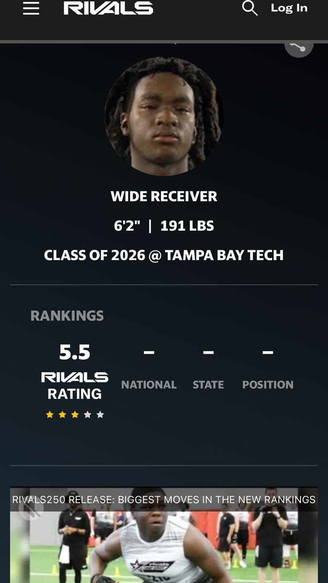 Blessed to be ranked a 3⭐️ on <a href="/Rivals/">Rivals</a>