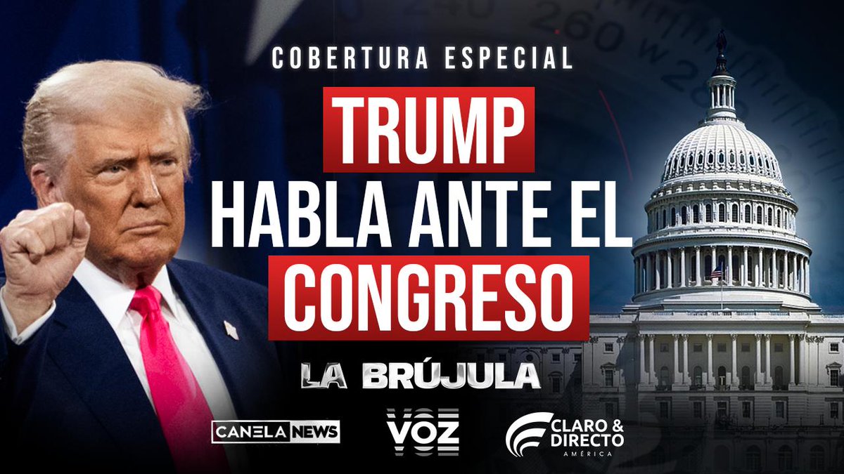 canela_news's tweet image. &quot;Trump habla ante el congreso&quot;. Conéctate mañana a nuestra cobertura especial #EnEspañol:

🗓️Martes 4 de marzo
⌚️17:30 PT // 19:30 CT // 20:30 ET

Presentado por @veronicasilveri

👉Con el análisis de @gabyperozo, @DrienaSixto y @ManoloAguilera_.

#CanelaTV #CanelaNews