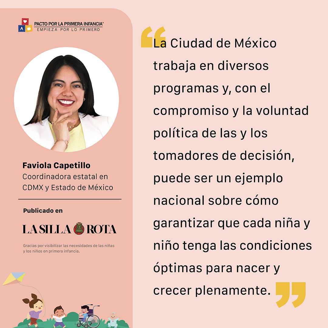 📢 La CDMX tiene la oportunidad de convertirse en un referente nacional en políticas para la #PrimeraInfancia. Se cuenta con programas como “Desde la Cuna” y las “Utopías”, pero aún falta fortalecerlos.

📜Es urgente trabajar en acciones que se encuentren explícitamente descritas