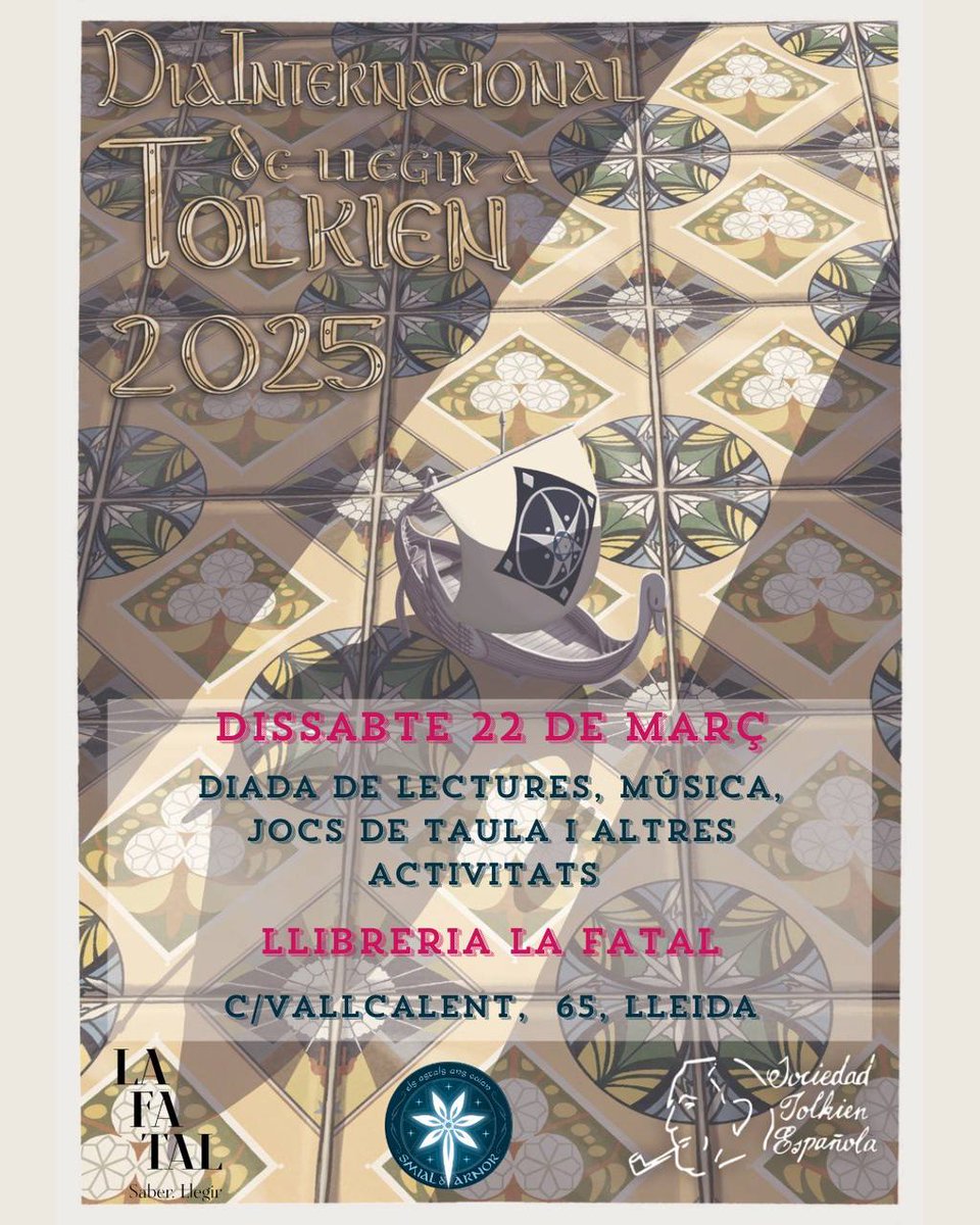 Celebrem el Dia Internacional de Llegir a Tolkien! ✨📖

Us esperem 22 de març a <a href="/LaFatal_/">La Fatal</a> (Lleida) per a una jornada de lectures i activitats immerses en l’univers del professor.

🔜 Estigueu atents per més detalls!

#smialarnor #STE #Tolkien #JRRTolkien #SmialSTE #EventosSTE