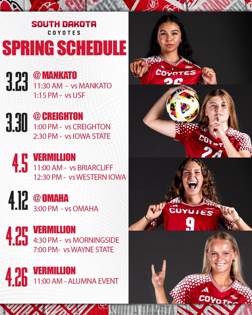 It’s March so that must mean it’s spring season. See you on the pitch! 

#GoYotes x #WeAreSouthDakota 🐾⚽️