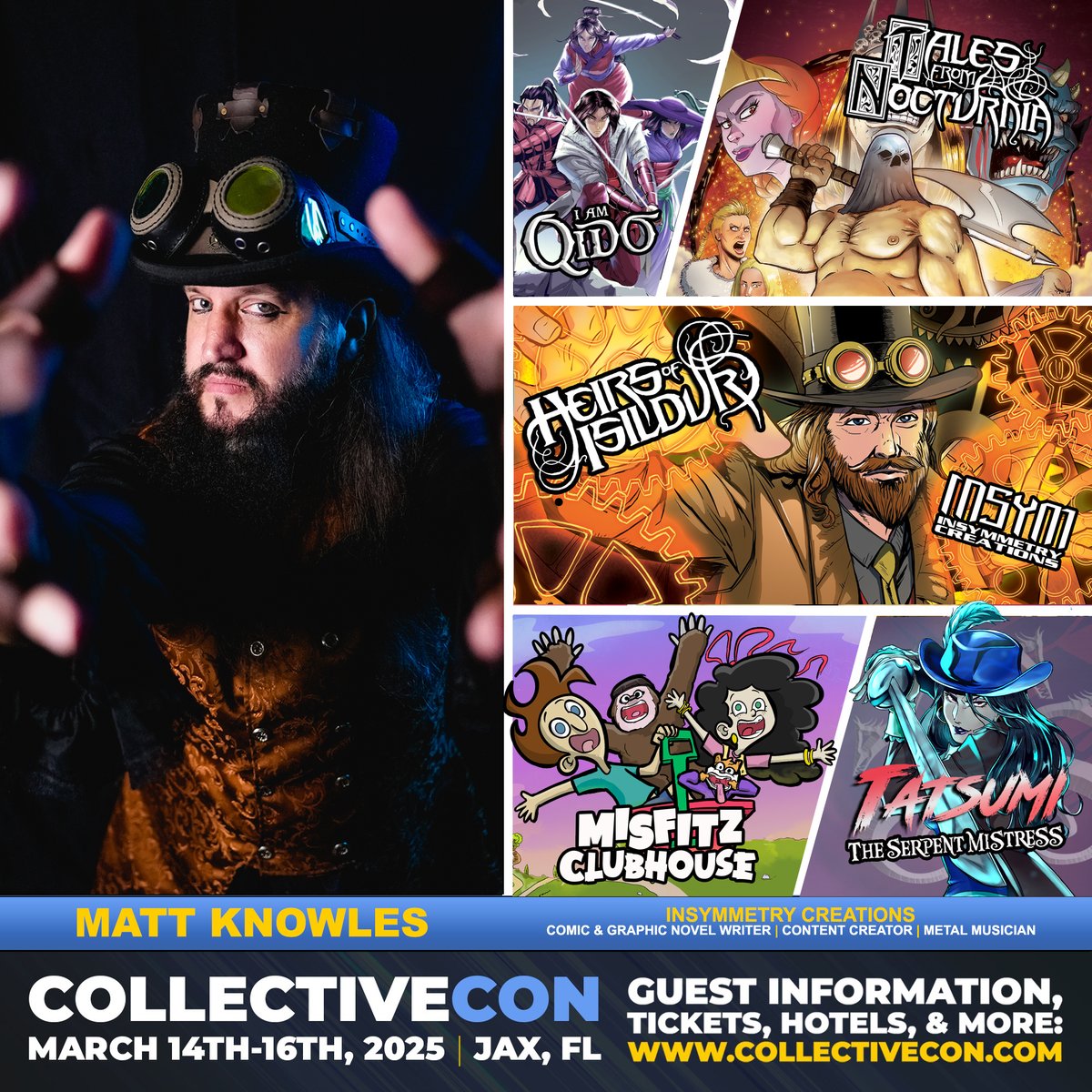InsymCreations's tweet photo. APPEARANCE ANNOUNCEMENT: #TeamINSYM's @dranguish aka Matt Knowles aka #topHatMatt will be appearing at @CollectiveConFL 2025 in Jacksonville, FL representing @insymmetrycreations and all of our offerings 3/14-16, 2025. (1/2) https://t.co/wxp3bbT0kV