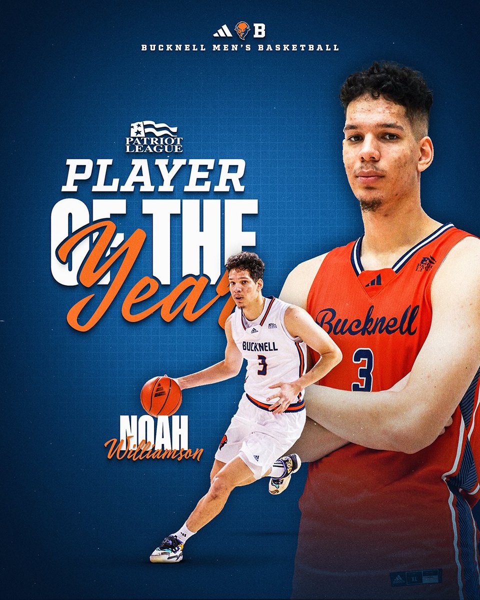 Bucknell_MBB's tweet image. The Patriot League postseason awards are out! #rayBucknell #Team130

🔶 Noah Williamson PL Player of Year, First Team, All-Defensive
🔷 Josh Bascoe First Team
🔶 John Griffin III PL Coach of Year

📰 bit.ly/4iirZGA