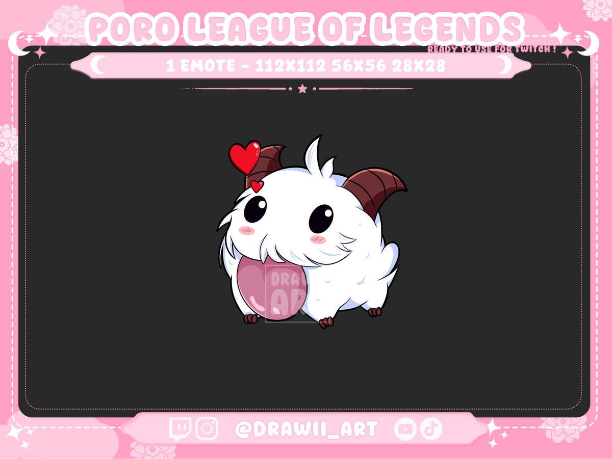 Kawaii Emote | Poro League Of Legends | Emote Twitch | Discord por Draawii etsy.me/4iitzZ2 a través de <a href="/Etsy/">Etsy</a>