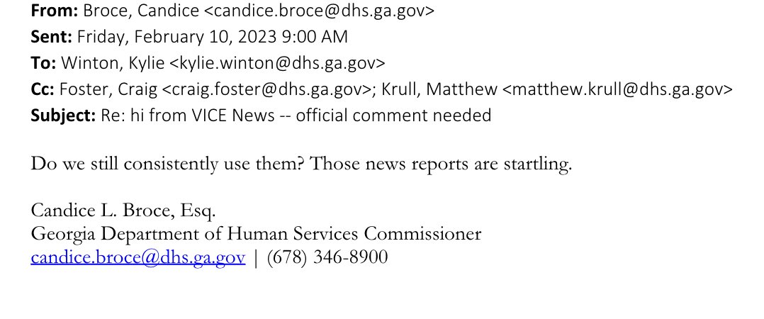 Jake Shore (@jake4shore) on Twitter photo But it wasn't until news became public about Averhealth's federal investigation and whistleblower allegations, and Vice News reporter <a href="/alicehines/">alice hines</a> reached out to DFCS Director Candice Broce that alarm bells began going off at the agency. Again - open records But it wasn't until news became public about Averhealth's federal investigation and whistleblower allegations, and Vice News reporter <a href="/alicehines/">alice hines</a> reached out to DFCS Director Candice Broce that alarm bells began going off at the agency. Again - open records
