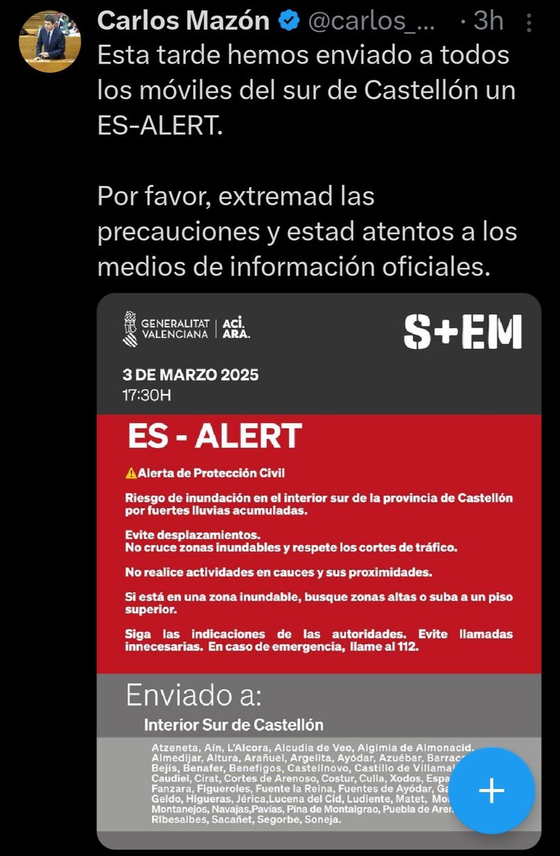 DAMAbunda's tweet image. Las muertes eran evitables.
Con este &quot;hemos&quot; de hoy, es evidente de quién era y es la responsabilidad de lo que sufrimos el 29 de octubre al no avisarnos a tiempo. 
#MazónDimissió
#MazónCulpable
 #MazónAPrisión
#ForaMazón
#NoOlvidamos 
#MazónDimisión