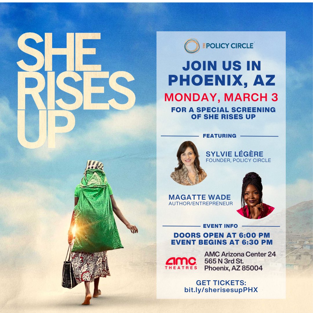 Excited to be in Phoenix, AZ this evening for a special screening of She Rises Up! 

See you there 😊
