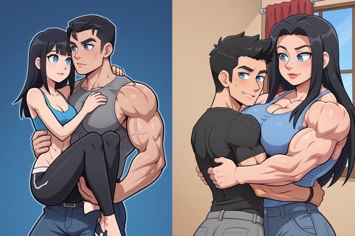 MuscleladiesAI's tweet photo. Mindy is a jealous girl. She does not like how much attention her tall and muscular boyfriend, Mike, receives from other girls. To have better control over him, she orders a serum online that will allow her to temporarily drain Muscle and Size from him. 
https://t.co/1WqZkY1C8o https://t.co/rQ9HQ6QbW3