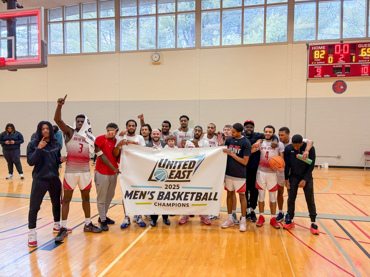 bryn_athyn's tweet photo. Congratulations to our men's basketball team on their United East championship! They also completed a 15 game winning streak! 🦁 The lions head down to Virginia for the NCAA DIII National Tournament to play Hampden-Sydney College on Friday, March 7.  #BACPride https://t.co/kkhjmKLG7N