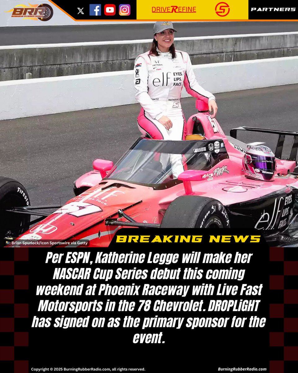 BRRadio_'s tweet photo. Girls just wanna have fun! 💅

@katherinelegge will make her NASCAR Cup Series debut this weekend with @teamlivefast at Phoenix Raceway. DROPLiGHT will sponsor the ride.

Stay up to date with Burning Rubber Radio!

#NASCAR | #BRRadio | #News https://t.co/Ma12CME5uv
