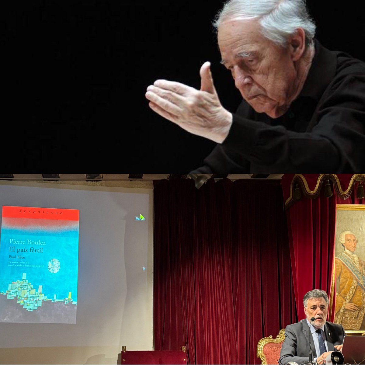 DiegoFMagdaleno's tweet photo. Imágenes de la conferencia sobre #PierreBoulez que he dado hoy en la Real Academia de Bellas Artes. 

⬇️
https://t.co/Voe5w3zbA6

#Boulez100 https://t.co/4KnxmVvFAs