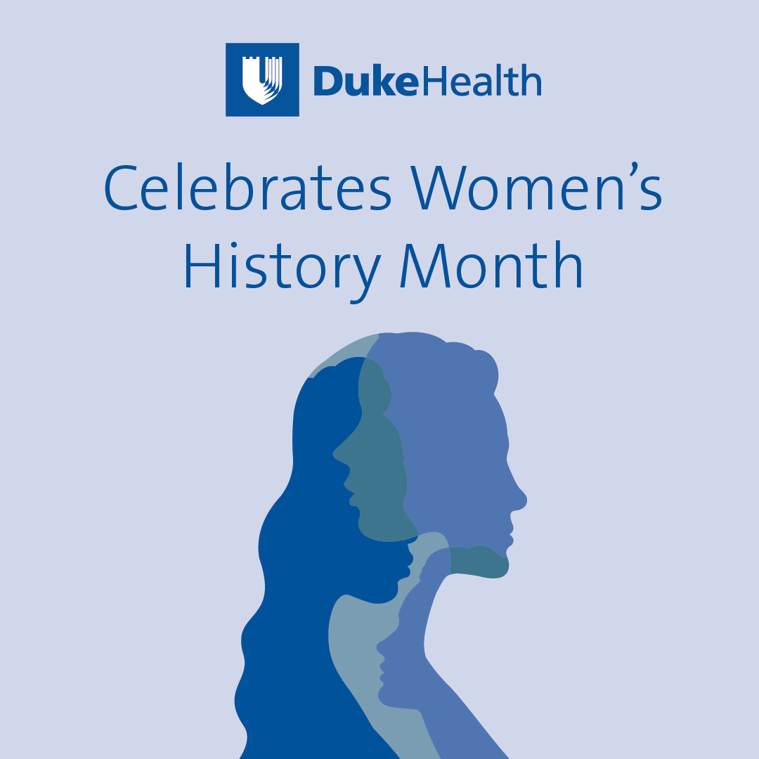 Duke Health (@dukehealth) on Twitter photo Join Duke Health as we celebrate #WomensHistoryMonth.
Today, women make up 68% of our team members.
Follow along to hear the stories of the women who have made significant contributions to our past and who inspire our future.
<a href="/DukeRaleigh/">Duke Raleigh Campus</a> <a href="/DukeRegional/">Duke Regional Hospital</a> <a href="/DukeHospital/">Duke University Hospital</a> Join Duke Health as we celebrate #WomensHistoryMonth.
Today, women make up 68% of our team members.
Follow along to hear the stories of the women who have made significant contributions to our past and who inspire our future.
<a href="/DukeRaleigh/">Duke Raleigh Campus</a> <a href="/DukeRegional/">Duke Regional Hospital</a> <a href="/DukeHospital/">Duke University Hospital</a>