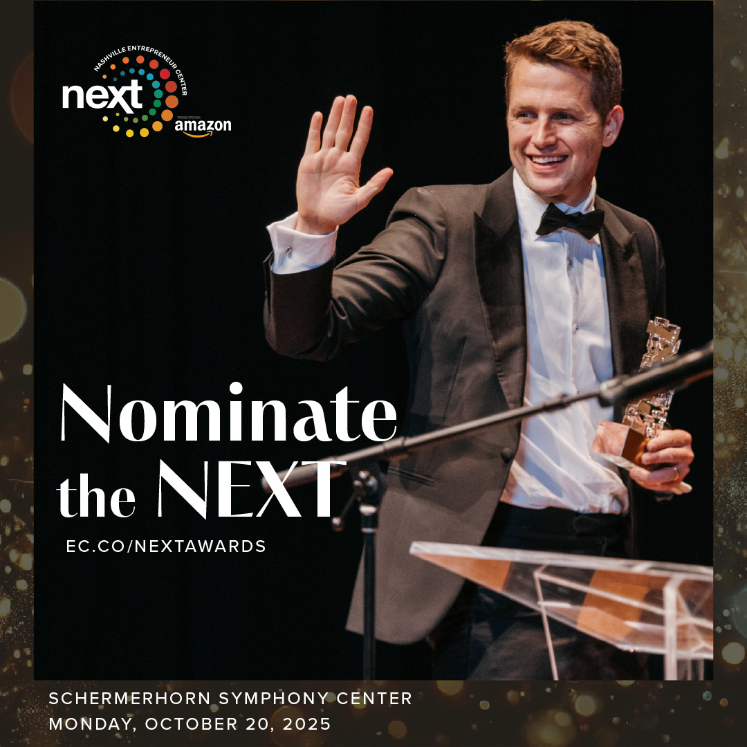 📣 Nominations are open for the 2025 NEXT Awards! 

Know a Nashville entrepreneur making an impact? Your nomination could be their breakthrough moment! 

🏆Presented by <a href="/amazon/">Amazon</a>, the NEXT Awards honor innovators shaping Nashville’s future.

👉Nominate now: ec.co/nextawards