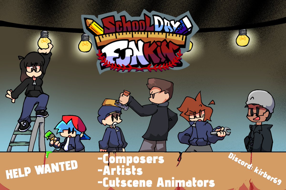 School Day Funkin' - WORKING IN V1 (@schooldayfunkin) on Twitter photo HELP WANTED, a original characters mod, like old times (discord: kirber69)
-Composers
-Artists
-Cutscene Animators
#fnf #fridaynightfunkin #oc #art #ocart
<a href="/FNFnewsespanis/">⭐️FNIS ****** ☕️</a> <a href="/News_Funkin/">Funkin News</a> <a href="/THEREALTIMELIME/">Daily FNF Reviewer (Synecdoche Funkin ???%)</a> HELP WANTED, a original characters mod, like old times (discord: kirber69)
-Composers
-Artists
-Cutscene Animators
#fnf #fridaynightfunkin #oc #art #ocart
<a href="/FNFnewsespanis/">⭐️FNIS ****** ☕️</a> <a href="/News_Funkin/">Funkin News</a> <a href="/THEREALTIMELIME/">Daily FNF Reviewer (Synecdoche Funkin ???%)</a>