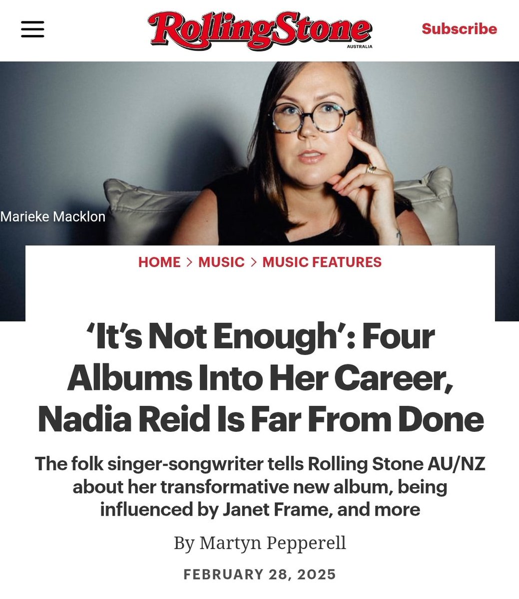 Martyn Pepperell (@martynpepperell) on Twitter photo I interviewed <a href="/HelloNadiaReid/">Nadia Reid</a> for <a href="/rollingstoneaus/">Rolling Stone AU/NZ</a>. Her new album is out now via <a href="/ChrysalisRecs/">Chrysalis Records</a> / Slow Time Records.
au.rollingstone.com/music/music-fe… I interviewed <a href="/HelloNadiaReid/">Nadia Reid</a> for <a href="/rollingstoneaus/">Rolling Stone AU/NZ</a>. Her new album is out now via <a href="/ChrysalisRecs/">Chrysalis Records</a> / Slow Time Records.
au.rollingstone.com/music/music-fe…