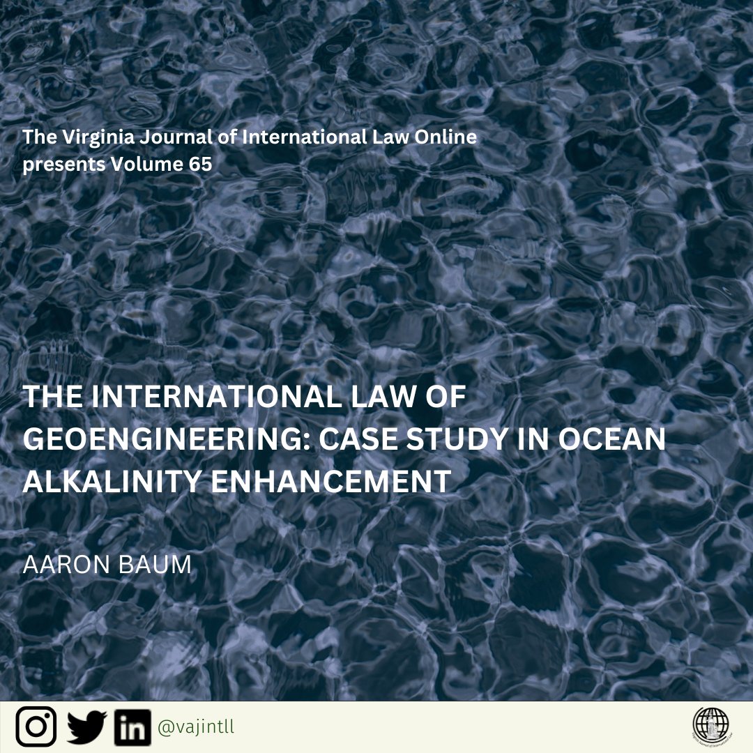 Virginia Journal of International Law (@vajintll) on Twitter photo VJIL Online presents Vol. 65! You can read <a href="/aaronlundinbaum/">Aaron Baum</a>'s latest piece linked below:
“The International Tribunal on the Law of the Sea recently held that the United Nations Convention on the Law of the Sea includes...“
vjil.org/the-internatio… VJIL Online presents Vol. 65! You can read <a href="/aaronlundinbaum/">Aaron Baum</a>'s latest piece linked below:
“The International Tribunal on the Law of the Sea recently held that the United Nations Convention on the Law of the Sea includes...“
vjil.org/the-internatio…