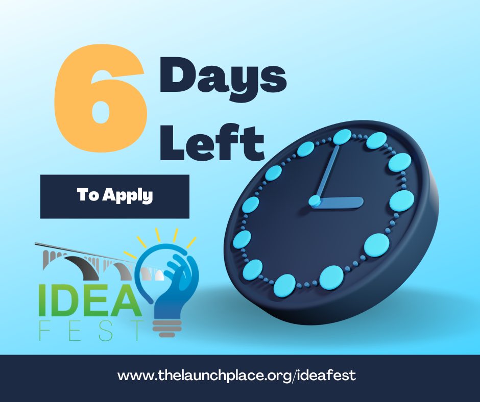 The final week countdown is ON for IdeaFest applications! Now is your chance to raise capital for your startup and step into your entrepreneurial journey. Apply now—the deadline is this Sun., 3/9!

f6s.com/ideafest-2025/…

#thelaunchplace #ideafest #pitchcompetition #startup