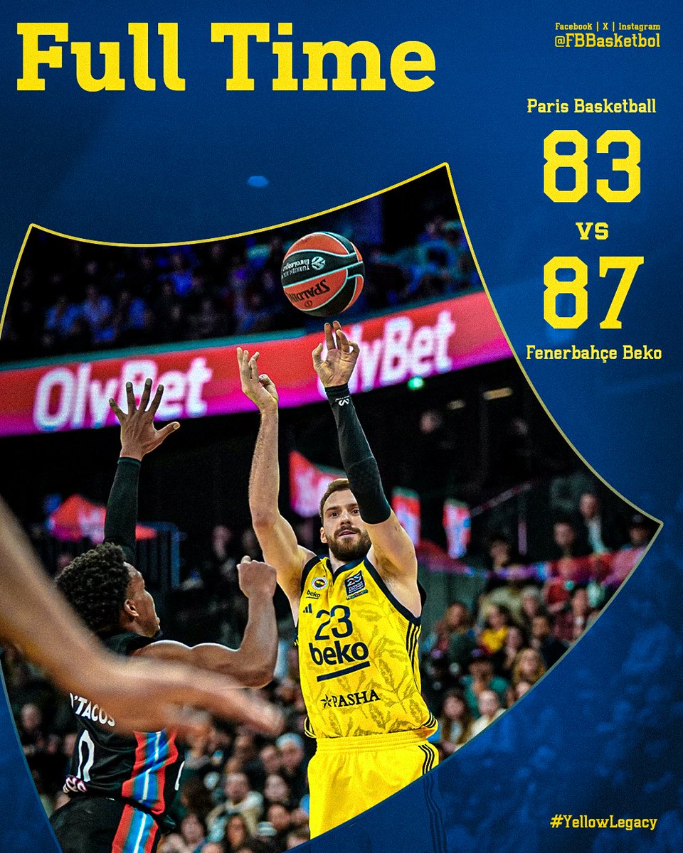Paris'te Maç Bizim! 💪

Tebrikler Fenerbahçe Beko! 👏

Maç Sonucu | Paris Basketball 🆚 Fenerbahçe Beko: 83-87

Skor dağılımımız: Guduric 16, Hayes-Davis 14, Biberovic 14, Baldwin 11, Pierre 9, Sertaç 9, Colson 5, Birch 5, Melli 2, Hall 2. #YellowLegacy