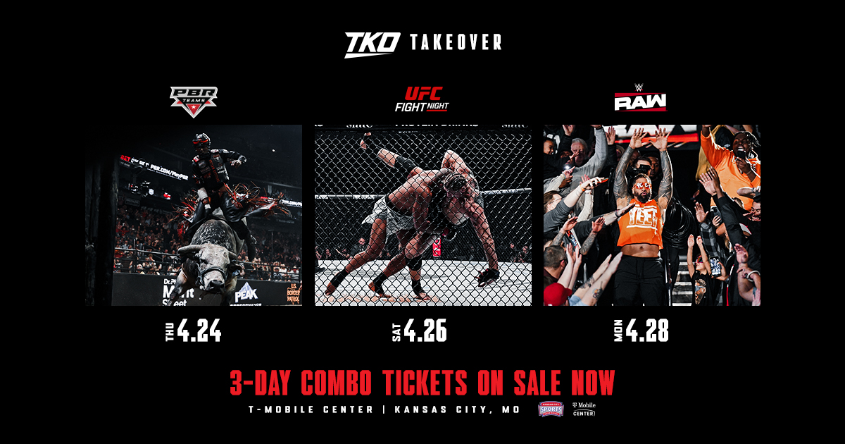 Get your TKO Takeover bundle tickets today! One price, three incredible events starting April 24th! 
<a href="/PBR/">PBR</a> @UFC <a href="/WWE/">WWE</a> 🔗 bit.ly/3QJasMk