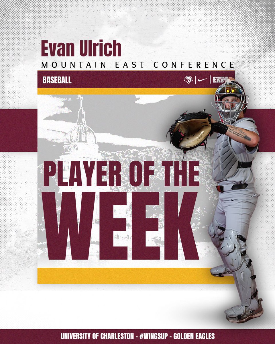 ⚾️Evan Ulrich is the MEC baseball Player of the Week👀

Ulrich went 9-14 this weekend in Charleston’s series victory 🤪

#WingsUp