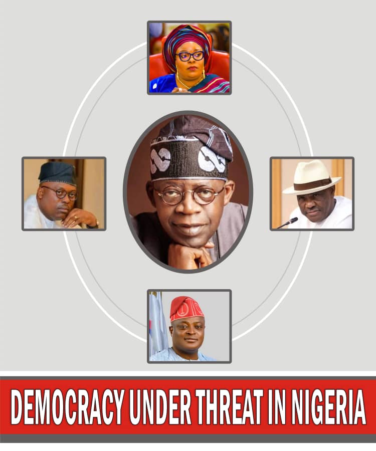 LAGOS, RIVERS &amp; KANO STATES: TINUBU/APC PUSHING THEIR LUCKS TOO FAR:

1. Democracy is under visible  threat nationwide with the way APC/Tinubu are playing god.

2. Democracy is in a visible danger with the gradual erosion and disintegration of the opposition and the emergence of