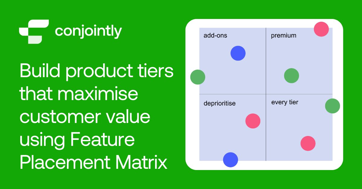 Craft product offerings that entice customers to upgrade to premium tiers while keeping all users satisfied. Through the Feature Placement Matrix, you can identify which features to include in premium, add-on, or in every tier.

▶️ Learn how FPM works:  conjointly.com/products/featu…