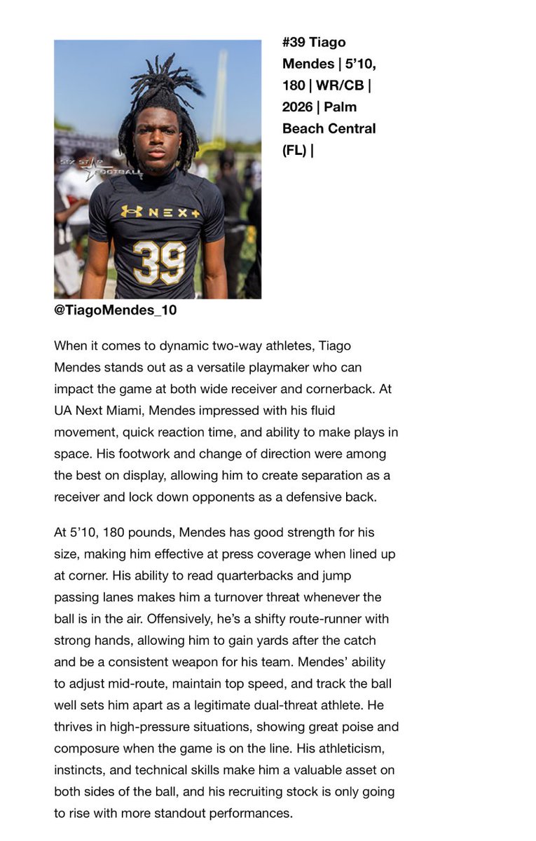 Tiago Mendes (ATH) (@tiagomendes_10) on Twitter photo God is Great! Humbly blessed for the recognition. Head down keep working. <a href="/sixstarfootball/">Six Star Football | PLUS+</a> <a href="/coachjeff26/">Coach Celestin</a> <a href="/CoachT_22/">Kevin Thompson</a> <a href="/newerac2/">C2 the Coach</a> <a href="/EraPrep/">New Era Prep</a> <a href="/DemetricDWarren/">Demetric D. Warren</a> <a href="/TheUCReport/">Billy Tucker</a> <a href="/RivalsCamp/">Rivals Camp Series</a> <a href="/RivalsFriedman/">Adam Friedman</a> <a href="/lukechaney247/">Luke Chaney</a> God is Great! Humbly blessed for the recognition. Head down keep working. <a href="/sixstarfootball/">Six Star Football | PLUS+</a> <a href="/coachjeff26/">Coach Celestin</a> <a href="/CoachT_22/">Kevin Thompson</a> <a href="/newerac2/">C2 the Coach</a> <a href="/EraPrep/">New Era Prep</a> <a href="/DemetricDWarren/">Demetric D. Warren</a> <a href="/TheUCReport/">Billy Tucker</a> <a href="/RivalsCamp/">Rivals Camp Series</a> <a href="/RivalsFriedman/">Adam Friedman</a> <a href="/lukechaney247/">Luke Chaney</a>
