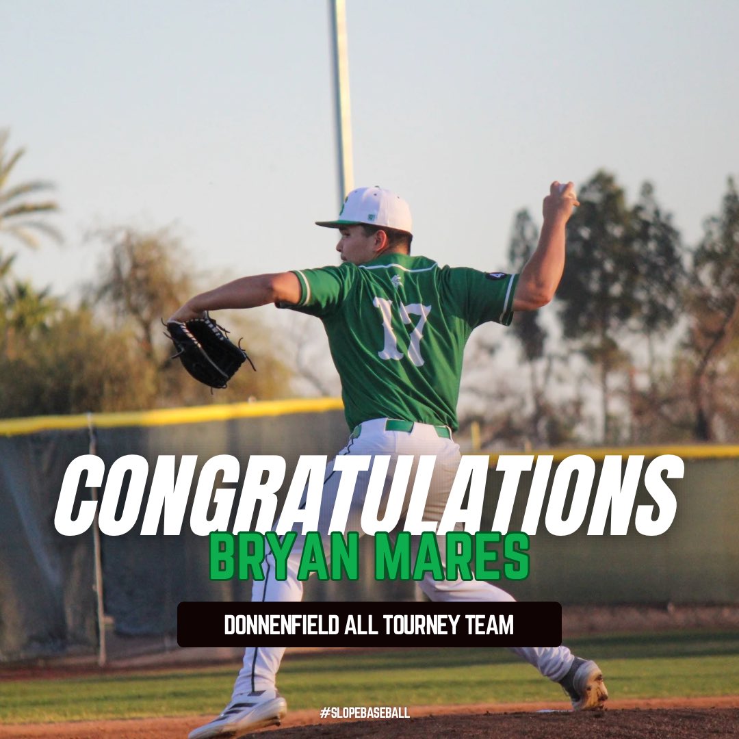 Big CONGRATULATIONS to our very own Bryan Mares for being selected for Donnenfield All Tourney Team! 👏🏼👏🏼 Way to represent #SlopeBaseball ⭐️ #sunnyslopebaseball #govikings