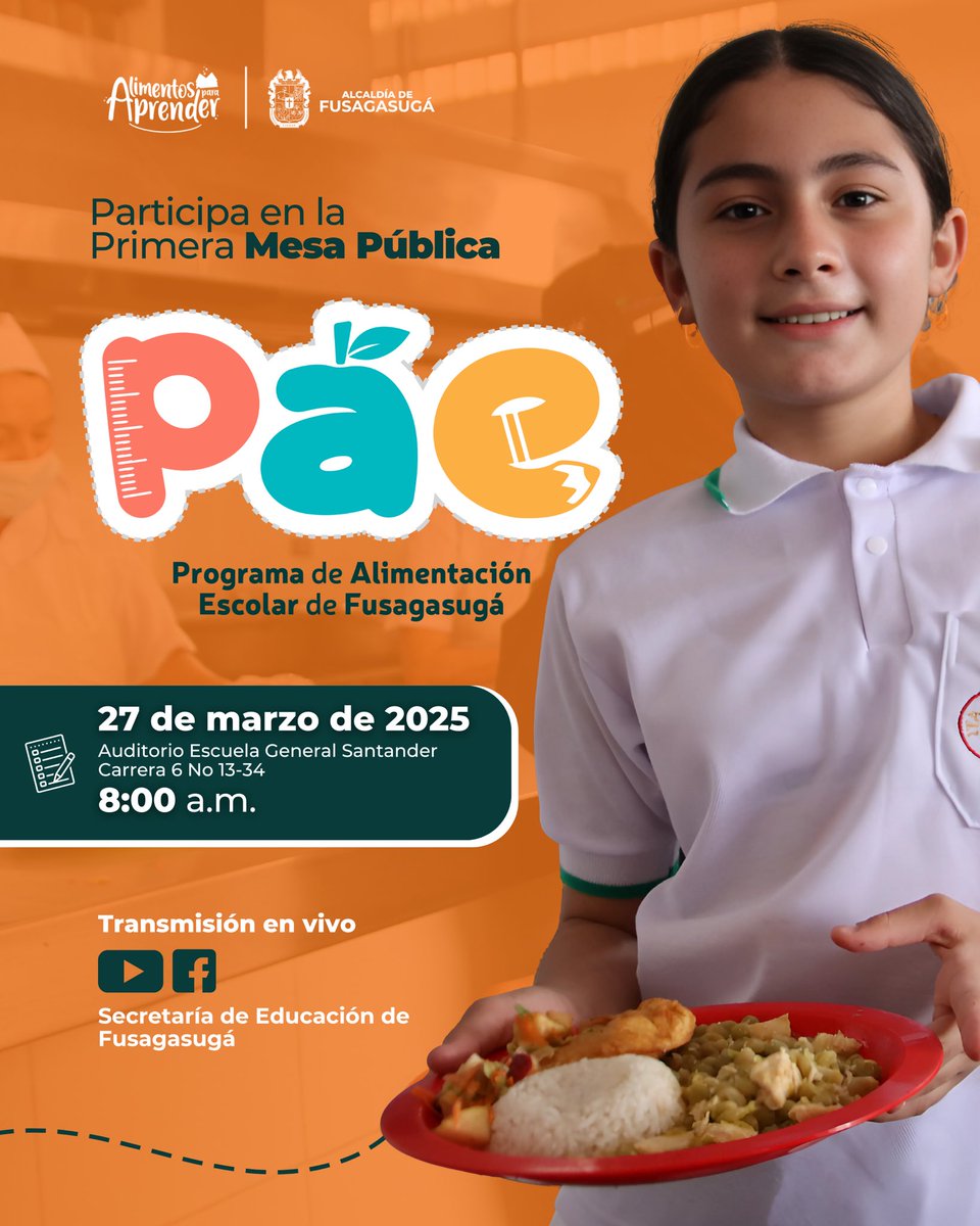 🍏📢 ¡Primera Mesa Pública del Programa de Alimentación Escolar 2025! 

Tu participación es fundamental para fortalecer el PAE y garantizar su correcta implementación. ¡Te esperamos! 💬✨ 

#PAE2025 #AlimentaciónEscolar #ParticipaciónCiudadana