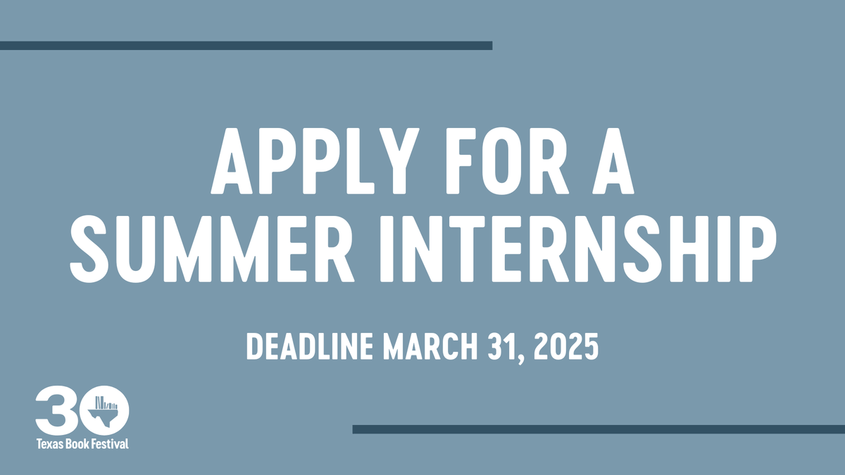 We’re looking for three summer interns to help support our literary programming, development, and event production &amp; logistics efforts. Summer internships span from early June to late August, with a 10-hour-per-week commitment.

🔗 Full details: texasbookfestival.org/internships.