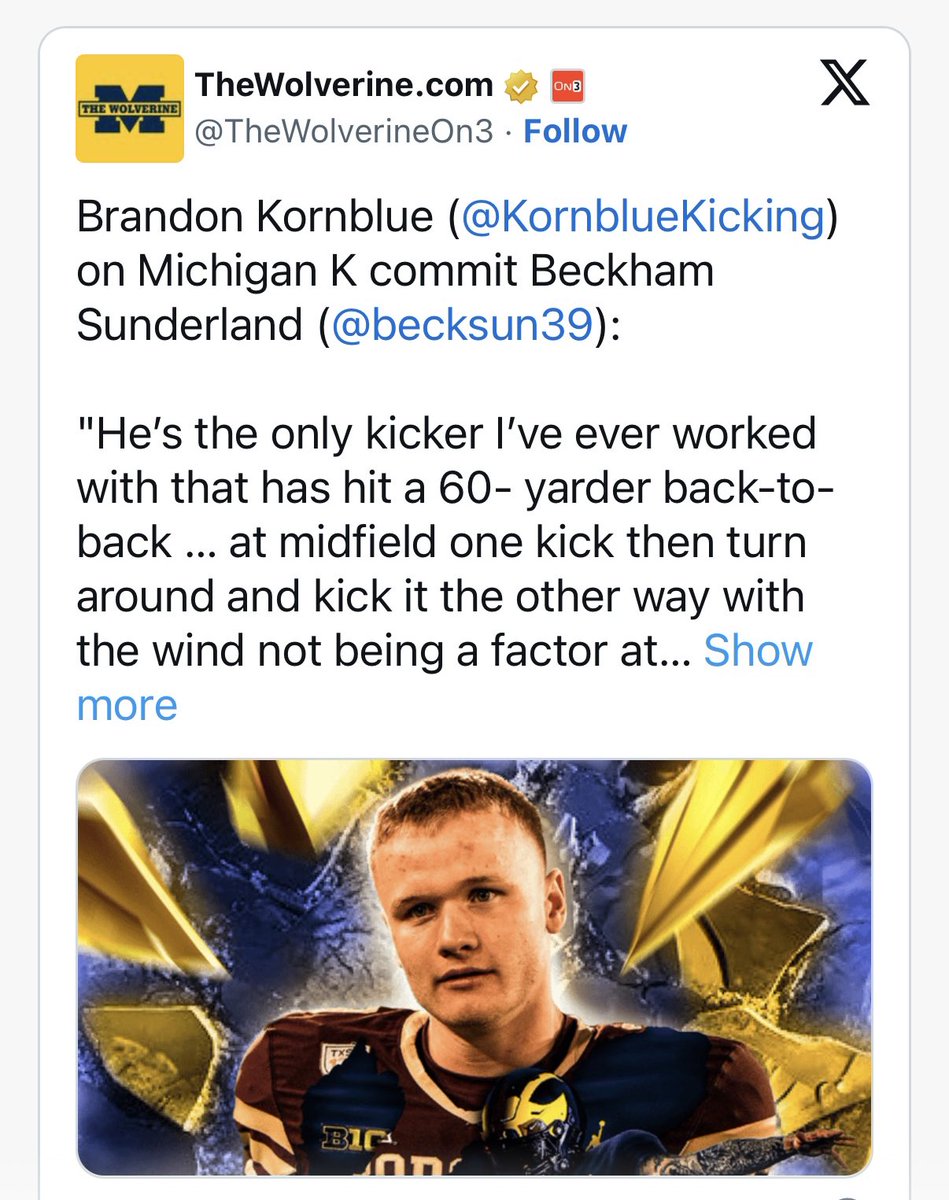 Brandon Kornblue (@kornbluekicking) on Twitter photo 🚨$100 off discount ends at midnight🚨
𝐌𝐢𝐜𝐡𝐢𝐠𝐚𝐧 𝐅𝐀𝐁𝟓𝟎 𝐂𝐚𝐦𝐩
🗓️ Sunday, March 9
📍Brighton, MI
👉🏽 Kornbluekicking.com/Michigan
In addition to <a href="/jmoods13/">Jake Moody</a>, another guest coach will be <a href="/becksun39/">Beckham Sunderland</a>! <a href="/kyle_brindza/">@kyle_brindza</a> <a href="/KornblueKicking/">Brandon Kornblue</a> 🚨$100 off discount ends at midnight🚨
𝐌𝐢𝐜𝐡𝐢𝐠𝐚𝐧 𝐅𝐀𝐁𝟓𝟎 𝐂𝐚𝐦𝐩
🗓️ Sunday, March 9
📍Brighton, MI
👉🏽 Kornbluekicking.com/Michigan
In addition to <a href="/jmoods13/">Jake Moody</a>, another guest coach will be <a href="/becksun39/">Beckham Sunderland</a>! <a href="/kyle_brindza/">@kyle_brindza</a> <a href="/KornblueKicking/">Brandon Kornblue</a>
